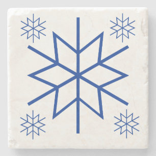 Stenen coaster - Blauwe sneeuwvlokken Onderzetter