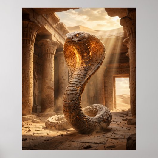Stenen Cobra Woestijntempel Poster (Voorkant)