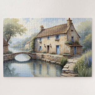 Stenen Cottage Kanaalbrug Schilderachtig Legpuzzel
