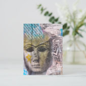 Stenen dame gezicht Abstract Mixed Media Collage Briefkaart (Staand voorkant)