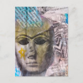 Stenen dame gezicht Abstract Mixed Media Collage Briefkaart (Voorkant)