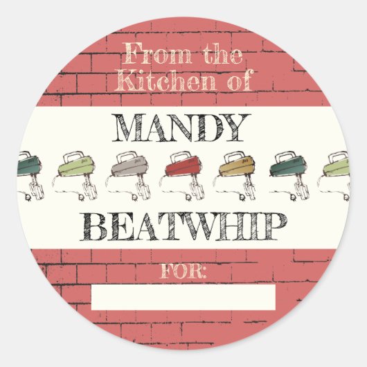 Stenen elektrische kloppers uit de keuken van stic ronde sticker (Voorkant)