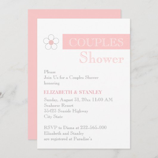 Stenen en bloemen roze, grijze bruiloft kaart (Voorkant / Achterkant)