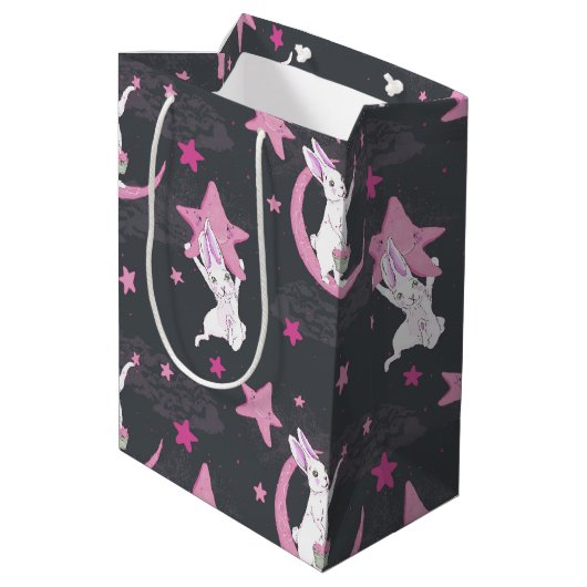 Stenen en roze sterren medium cadeauzakje (Achterkant Gekanteld)