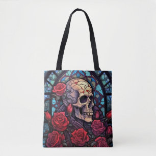 Stenen en stenen schedel en Rozen Canvas tas
