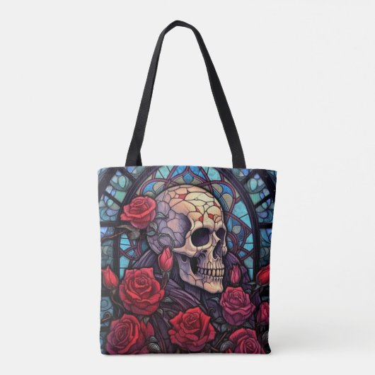 Stenen en stenen schedel en Rozen Canvas tas (Achterkant)