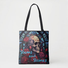 Stenen en stenen schedel en Rozen Canvas tas