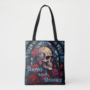 Stenen en stenen schedel en Rozen Canvas tas