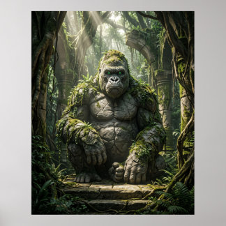 Stenen Gorilla Monolithische Jungle Kunst Poster