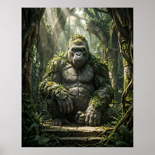 Stenen Gorilla Monolithische Jungle Kunst Poster (Voorkant)