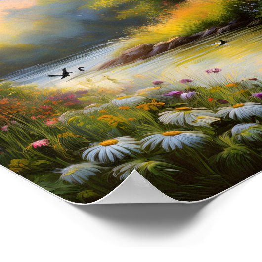 Stenen huis aan de rivier 1 poster (Hoek)