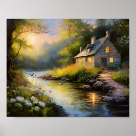 Stenen huis aan de rivier 1 poster