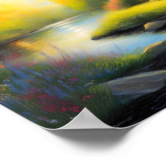 Stenen huis aan de rivier 2 poster (Hoek)