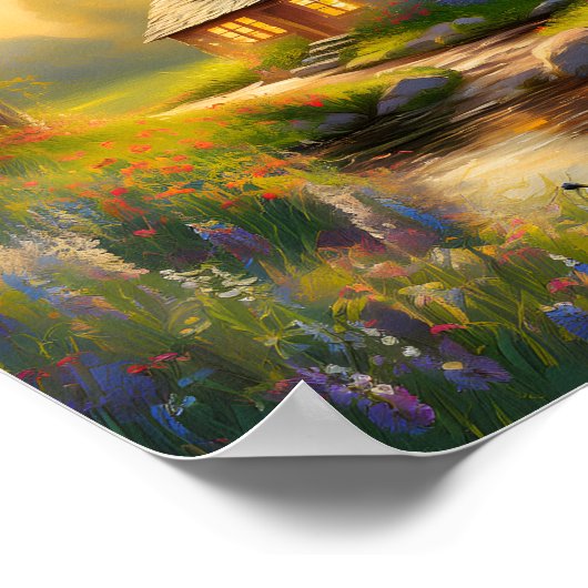 Stenen huis aan de rivier 3 poster (Hoek)