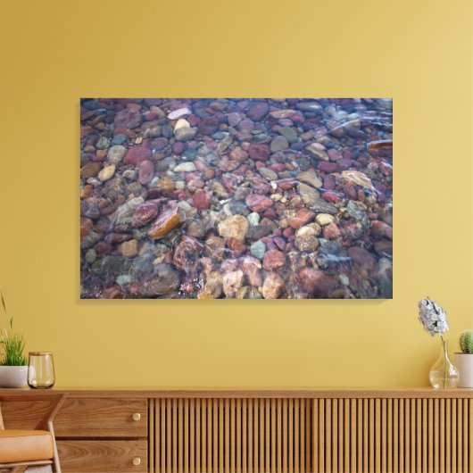 Stenen in het meer in het Glacier National Park Canvas Afdruk (Insitu (Woonkamer))