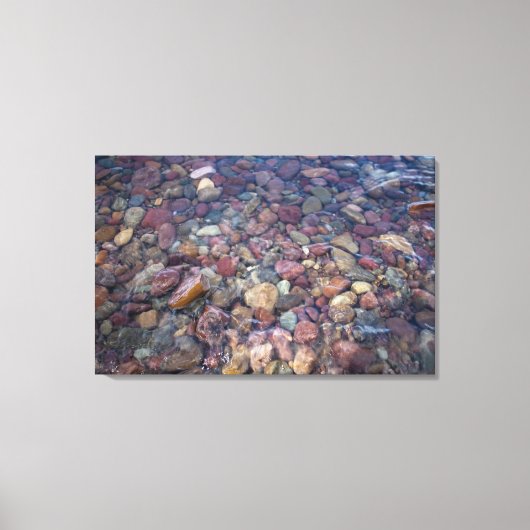 Stenen in het meer in het Glacier National Park Canvas Afdruk (Voorkant)