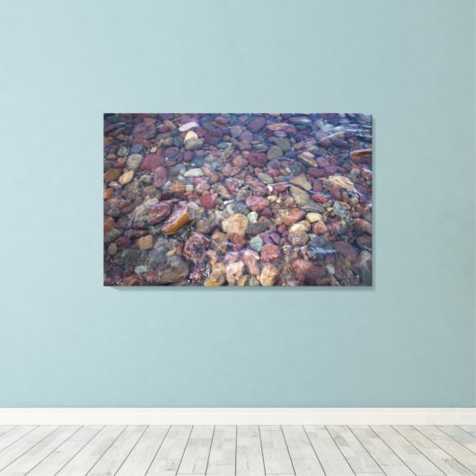 Stenen in het meer in het Glacier National Park Canvas Afdruk (Insitu (Houten vloer))