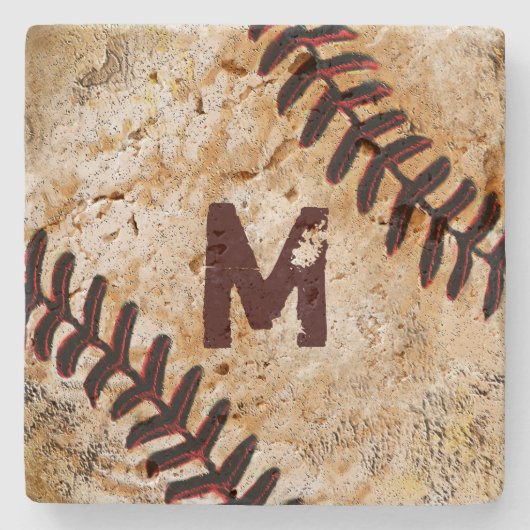 Stenen Jersey Nummer of Monogram Baseball Onderzet Onderzetter (Voorkant)