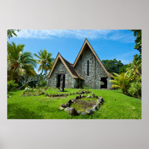 Stenen kerk op Kwato-eiland Poster