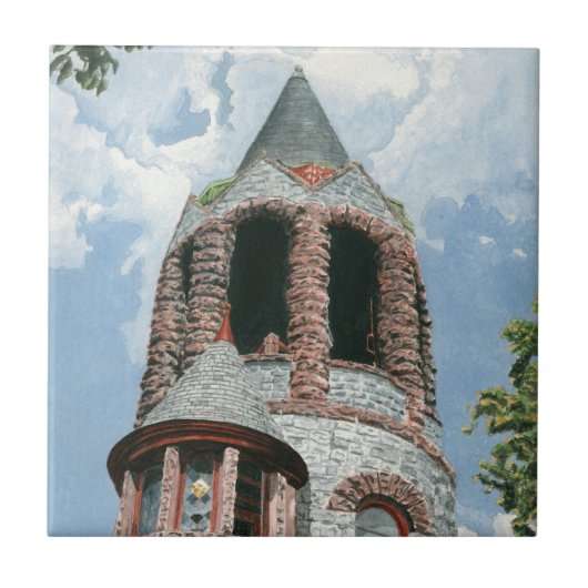 Stenen Kerk Toren Tegeltje (Voorkant)