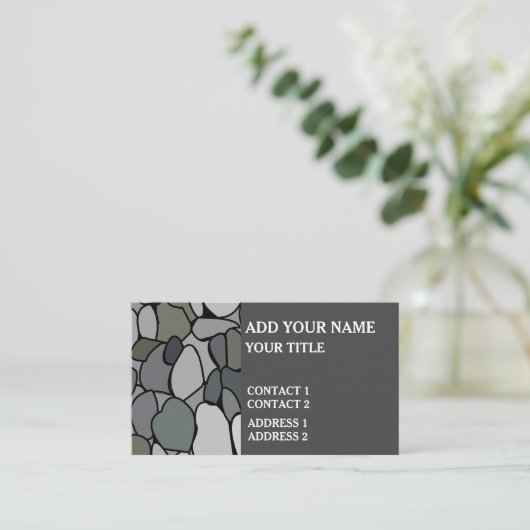 Stenen kiezelstenen visitekaartje (Staand voorkant)