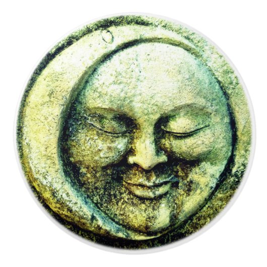 Stenen kijken maan en zon gezicht halve maan keramische knop (Voorkant)