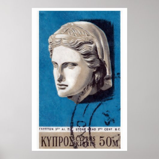 Stenen Kop Beeldhouwwerk Luciferdoosje Kunstprint, Poster (Voorkant)