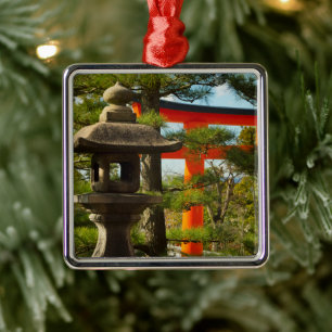 Stenen lantaarn en Torii-poort Metalen Ornament