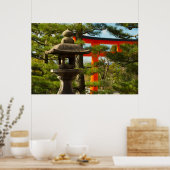 Stenen lantaarn en Torii-poort Poster (Keuken)