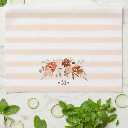 Stenen met monogram en boho Floral Theedoek (Gevouwen)