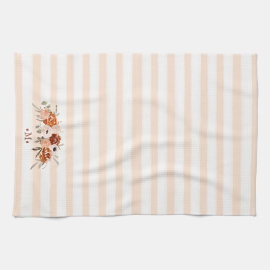 Stenen met monogram en boho Floral Theedoek (Horizontaal)