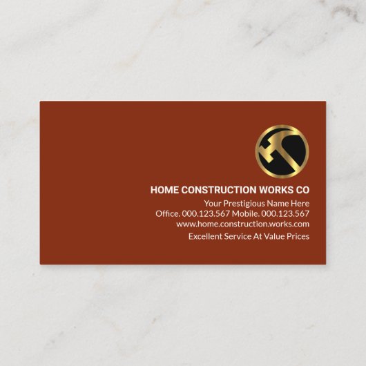 Stenen metselaar baksteen leggen constructie visitekaartje (Achterkant)