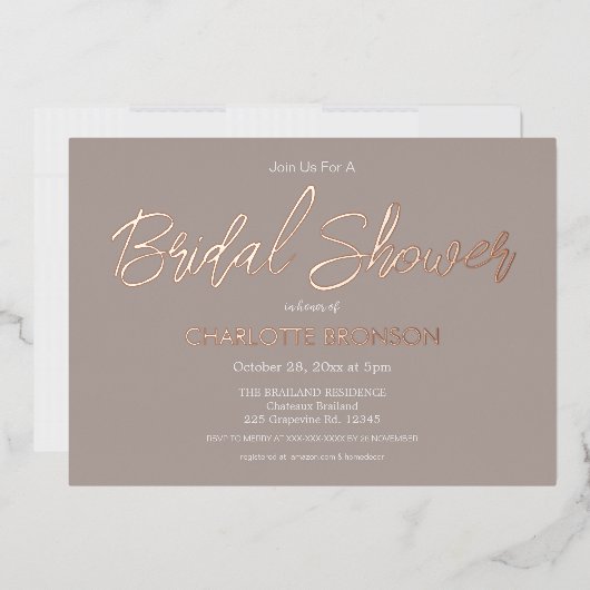 Stenen Minimalistische Script Bruiloft Douche Roze Folie Uitnodiging (Envelop)