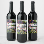 Stenen Muur en Bloemen Ambrosia Nectar Wijn Etiket (Flessen)