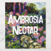 Stenen Muur en Bloemen Ambrosia Nectar Wijn Etiket (Enkel label)