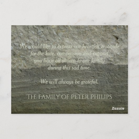 Stenen muur Foto Lijst Sympathie Dank U briefkaart (Achterkant)
