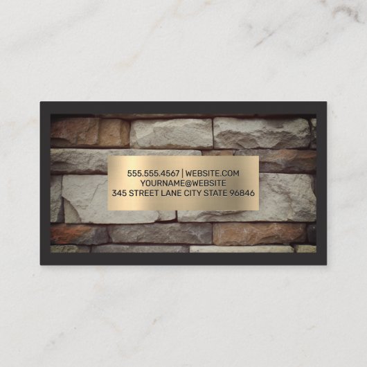 stenen muur | Goud Metallic geborsteld Lijst Visitekaartje (Achterkant)