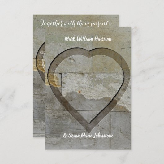 Stenen muur hart bruiloft kaart (Voorkant / Achterkant)