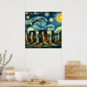Stenen Nacht Stonehenge Poster (Keuken)
