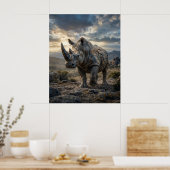 Stenen Neushoorn Ruw Vlakte Poster (Keuken)
