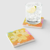 Stenen Onderzetter bloemstijl ontwerp (Zijkant)