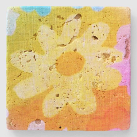 Stenen Onderzetter bloemstijl ontwerp (Voorkant)