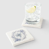 Stenen Onderzetter Delfts Blauw Bloemen Servies De (Zijkant)