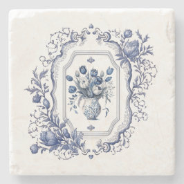 Stenen Onderzetter Delfts Blauw Bloemen Servies De