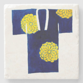 Stenen onderzetter met blauw en goud nagajuban ont