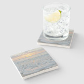 Stenen Onderzetter met Oahu, Hawaï zonsondergang F (Zijkant)