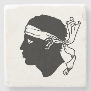 Stenen onderzetter met vlag van Corsica