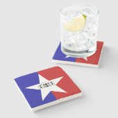 Stenen onderzetter met vlag van San Antonio (Zijkant)
