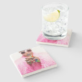 Stenen onderzetter. Ringenkoningin. Roze. Onderzetter (Zijkant)