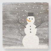 stenen onderzetter, schattige sneeuwman met kerstm onderzetter (Voorkant)